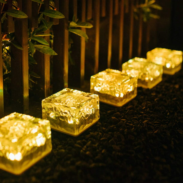 4×Solar Brick Lights Solar Ice Cube Lights Glass Brick Lights Buried Light Green 